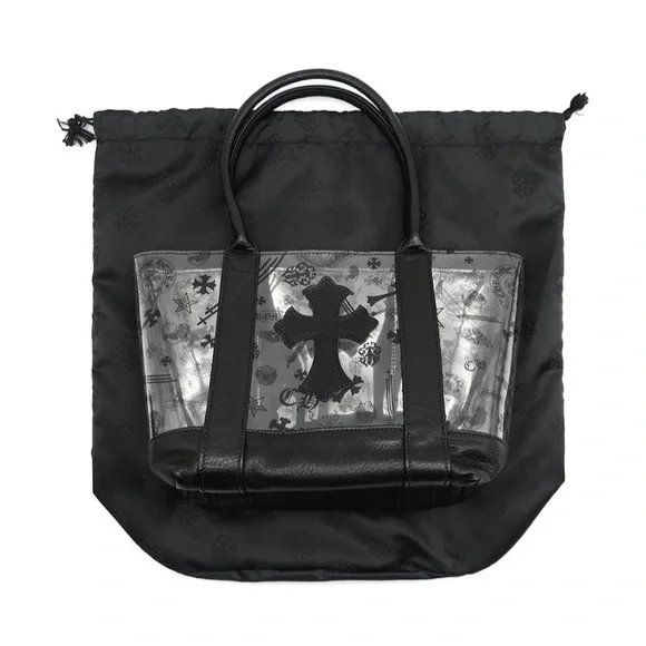 Chrome Hearts Black PVC Cemetery Cross Patch Mini Tote Bag NWT - Picture 2 of 6